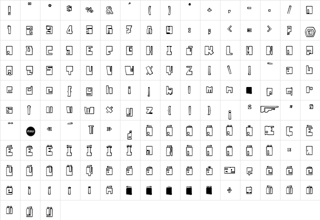 Drone Nation Regular  glyph index