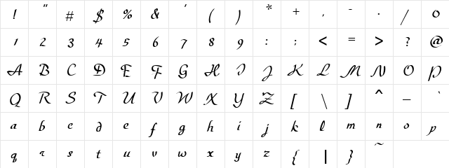 Scrap Formal Regular  glyph index