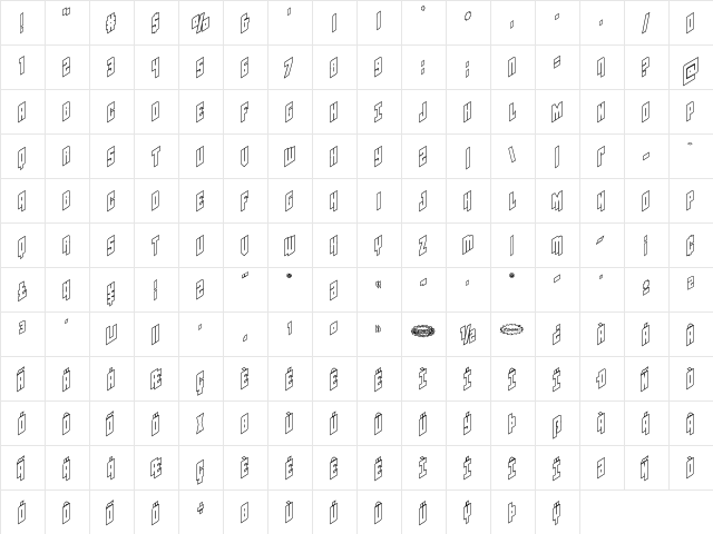 Galaxy Force Outline Regular  glyph index
