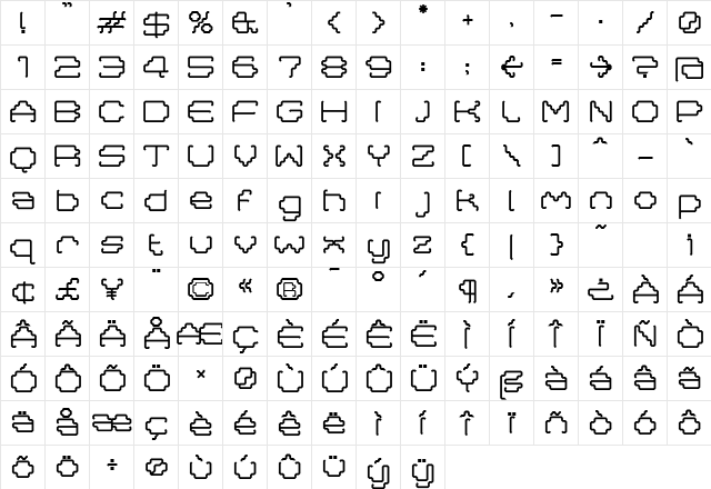 Masta Regular  glyph index