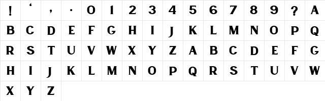 Lancaste Serif Demo Regular  glyph index