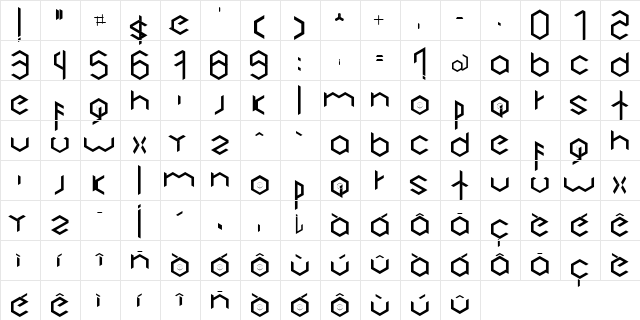 Cubic Regular  glyph index