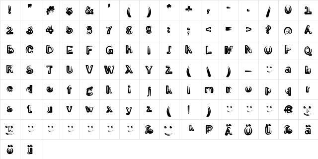 Smoke-Black Regular  glyph index