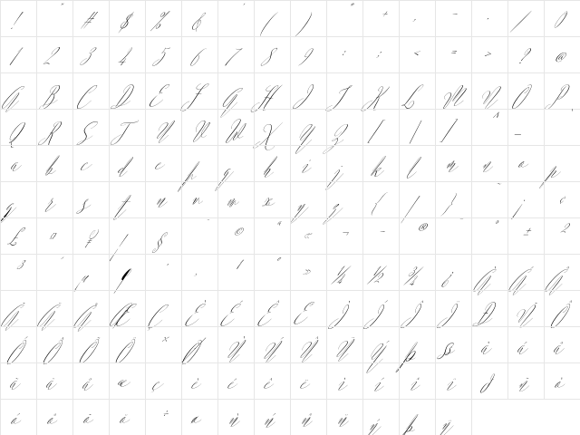 Argentina Script Italic  glyph index