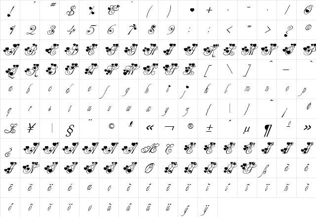 MC Sweet Hearts-Normal MC Sweet Hearts-Normal  glyph index