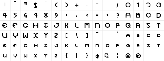 JaySetch Bold  glyph index