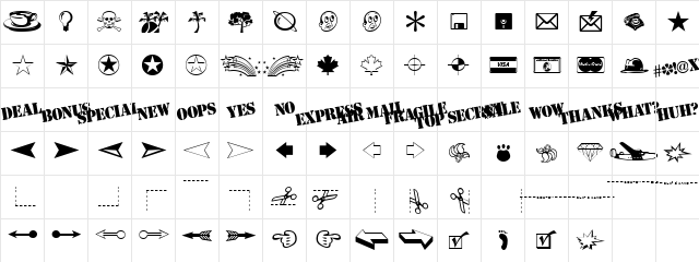 Mini Pics Classic Regular  glyph index