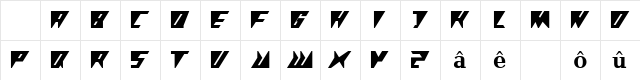 UFO Bold  glyph index
