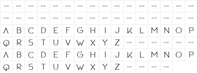 SPOTNIK demo Regular  glyph index