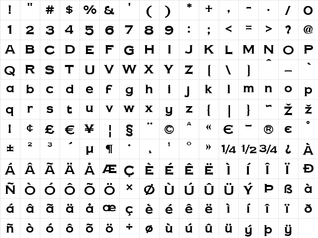 Copper Penny DTP Regular  glyph index