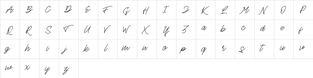 Theandous Free For Personal Use Regular  glyph index