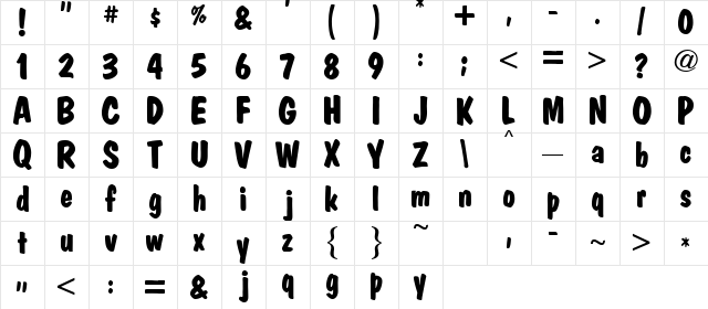 Market Bold  glyph index