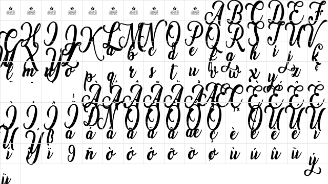 Amsterdam Regular  glyph index