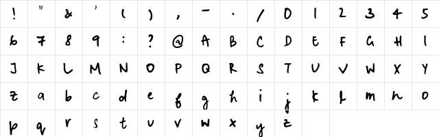 Malini Ohter S Bold Regular  glyph index