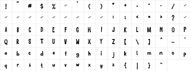 SKREEBLE Regular  glyph index