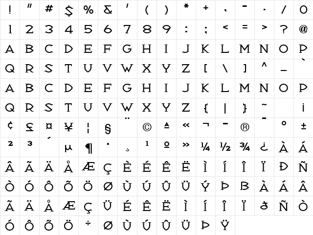 Republik Serif ICG 01  glyph index