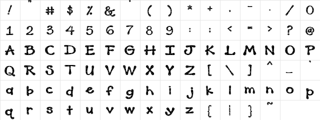 PC Thick Dots Regular  glyph index