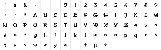 Polo Regular  glyph index