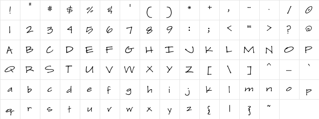 Scrap Casual Regular  glyph index