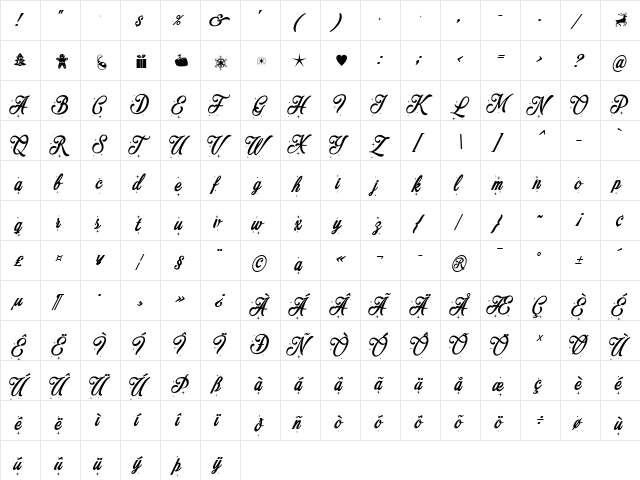 Merry Christmas Star Regular  glyph index
