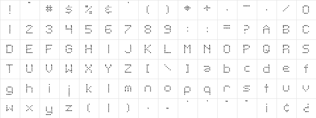 SF Telegraphic Light Bold  glyph index