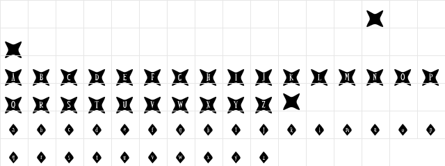 B&W Dies Regular  glyph index