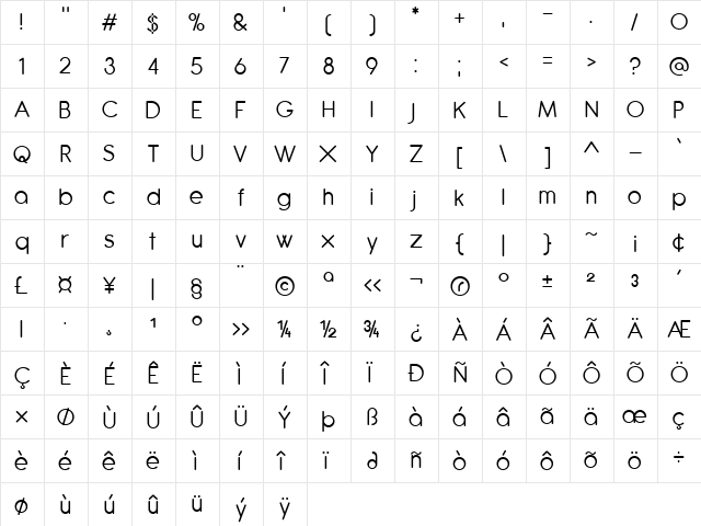 Antipasto Regular  glyph index