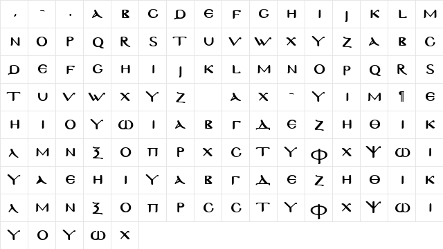 UB-Byzantine Normal  glyph index