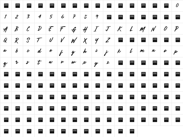 Anything Goes - Demo Regular  glyph index