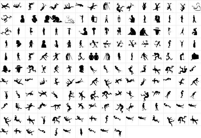 SilhouFaces Regular  glyph index