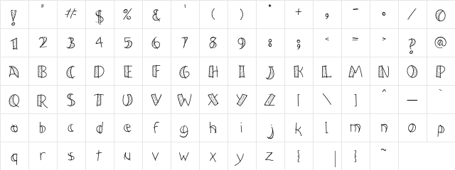 LD Speckled Regular  glyph index
