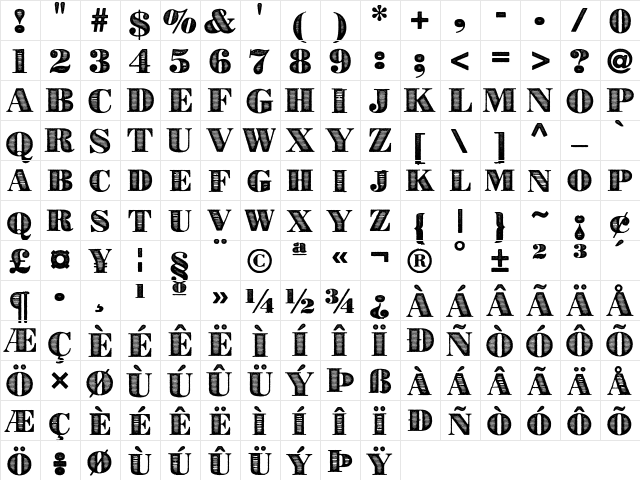 Bad Guy Black Regular  glyph index