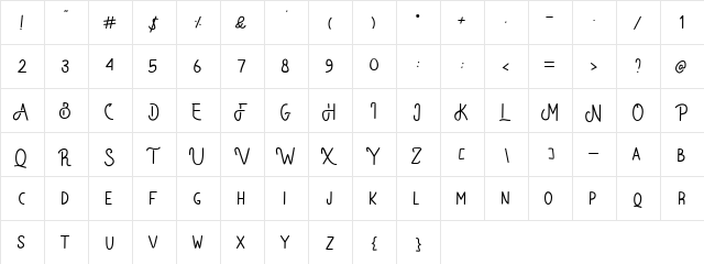 Bataler Regular  glyph index