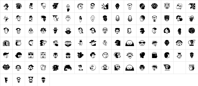 Mini Pics Lil Faces  glyph index