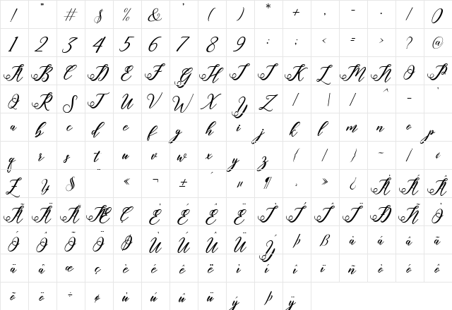 halley Regular  glyph index