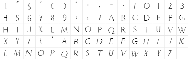Carissimi Regular  glyph index
