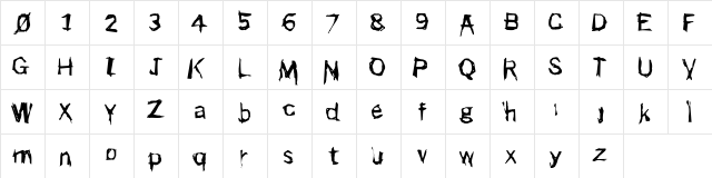 Punker Regular  glyph index