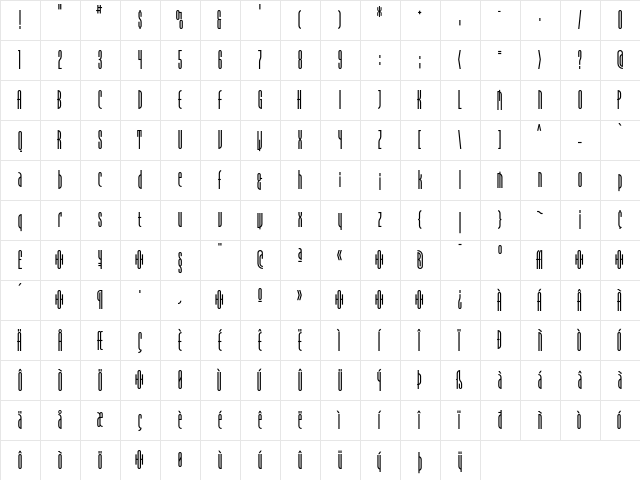 Dome Headline  glyph index