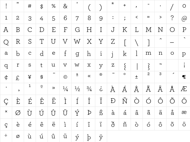 Archer Book  glyph index