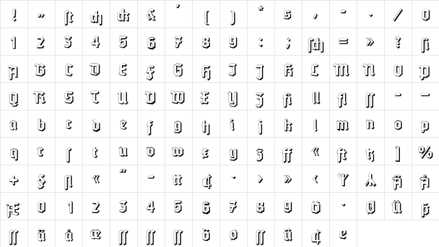 Tannenberg Schattiert Roman  glyph index