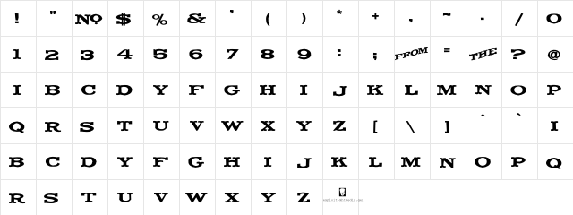 LHF Fancy Full Regular Regular  glyph index