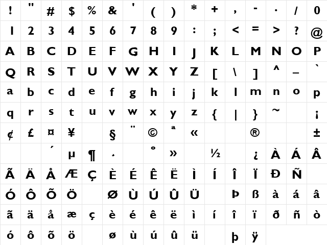 Quarter 3 Regular  glyph index