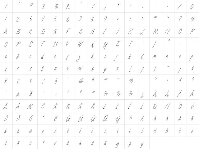 LuceOne Regular  glyph index