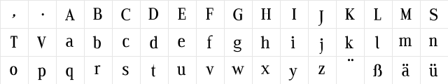 Edito C Regular  glyph index