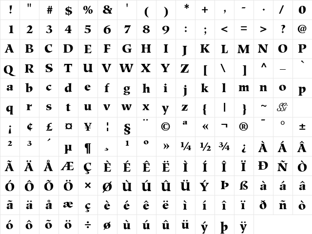 Glossary Black SSi Black  glyph index