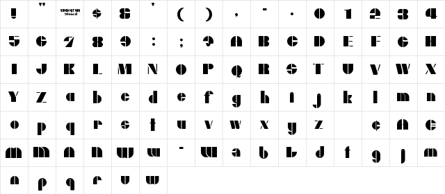 DXS Monogram Stencil Regular  glyph index
