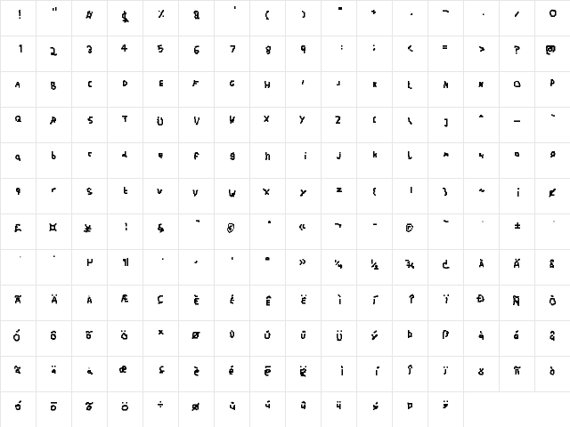 SD Auto Pilot Regular  glyph index