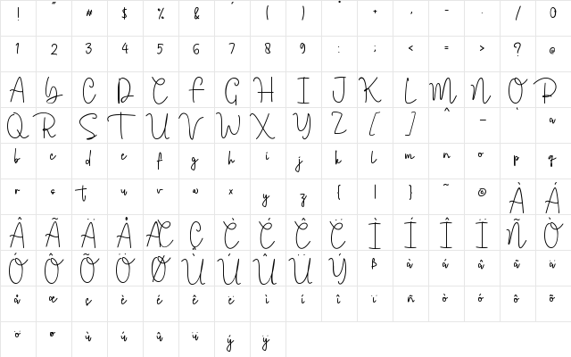 Jerome Romusha Regular  glyph index