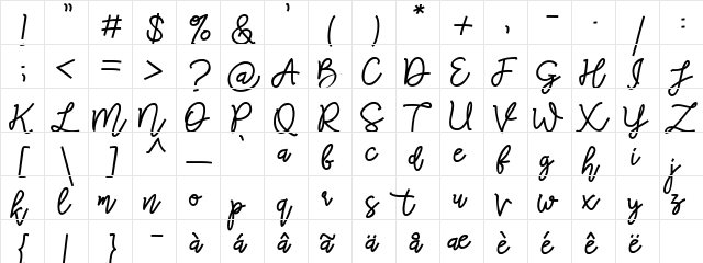 RED Peppers Script Regular  glyph index