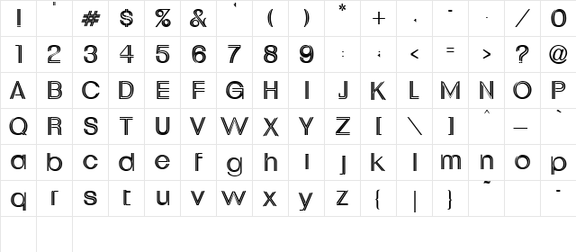 URSULINE Regular  glyph index